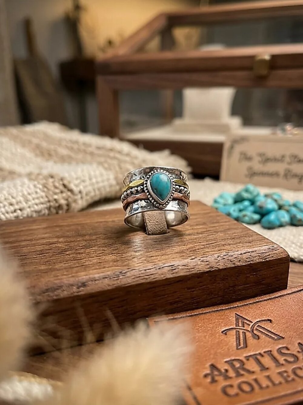 White K Vintage Boho Retro Teardrop CZ Statement Ring | Silver Tribal Waterdrop - Picture 2 of 15